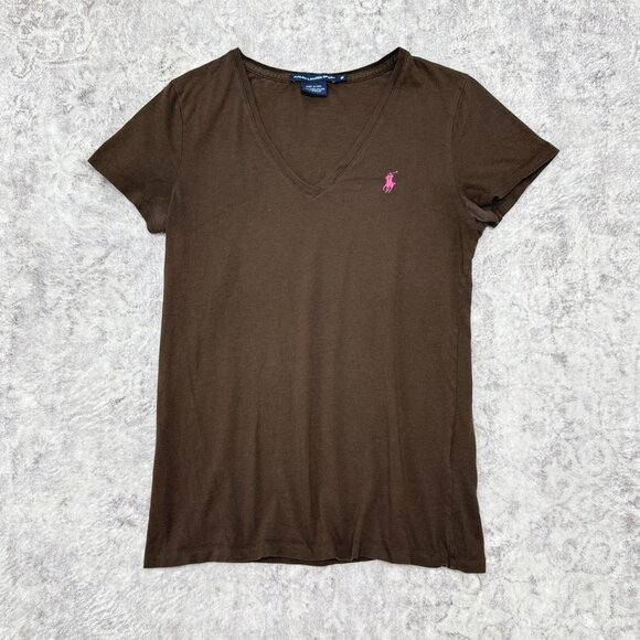 Brown Polo Ralph Lauren Sport Vneck Shirt - Picture 1 of 5